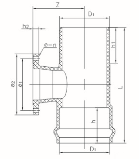 ONE FAUCET ONE FLANGE AND ONE INSERT REDUCING TEE